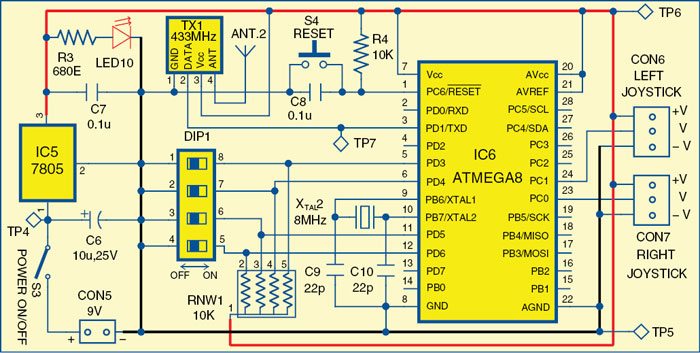 Circuit diagram of wireless RF remote