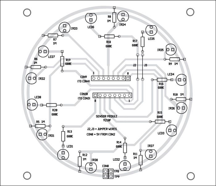 Component layout of the PCB of the sensor module