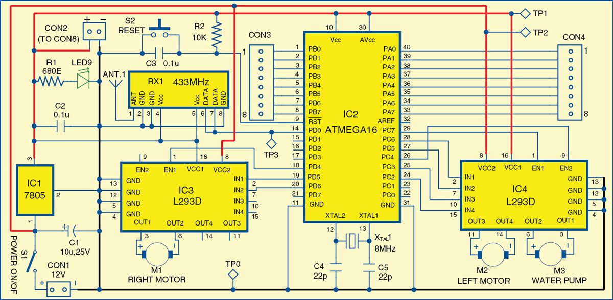 Fire Fighting Robot Circuit Diagram