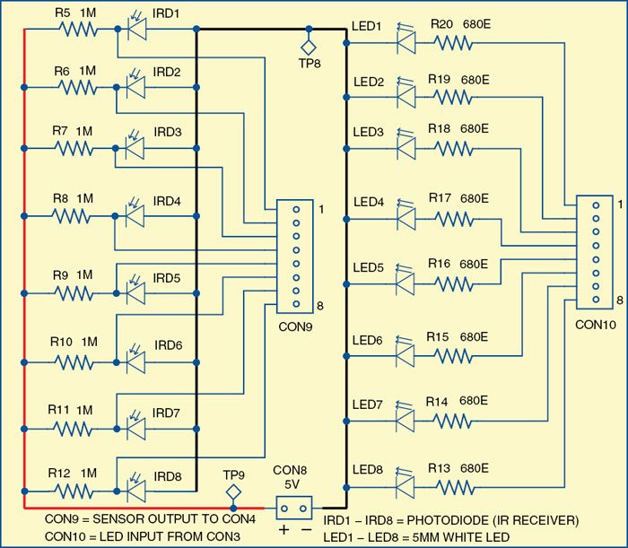 Fire Extinguishing Robot Circuit diagram of the sensor module