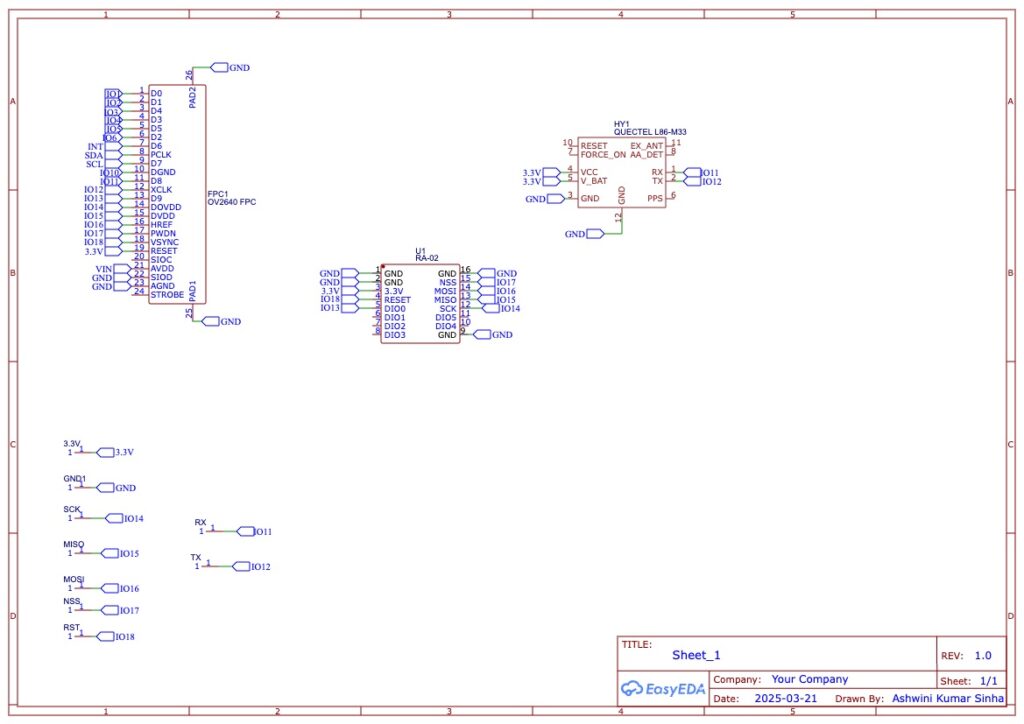 Circuit Diagram of Open-Source LoRa + GPS Module