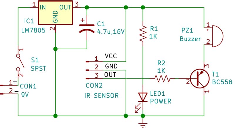 Blind Stick Project Circuit