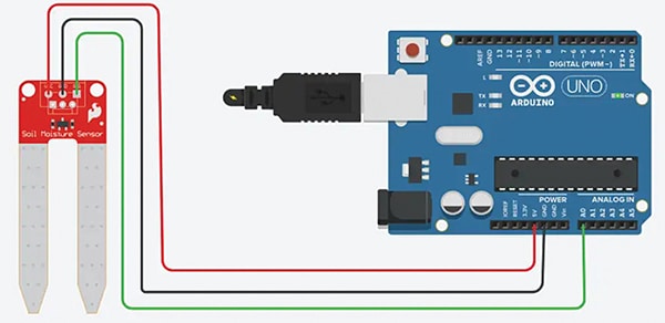 Soil Moisture Monitoring Arduino Circuit