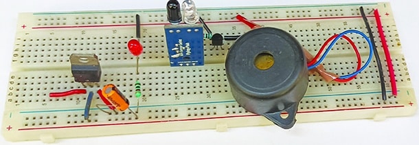 Blind Stick Circuit on Breadboard