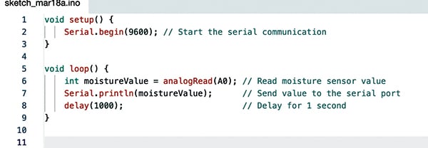 Arduino Code for Soil Moisture Monitoring